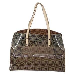 Salvatore Ferragamo Coated Canvas Tote Bag Brown